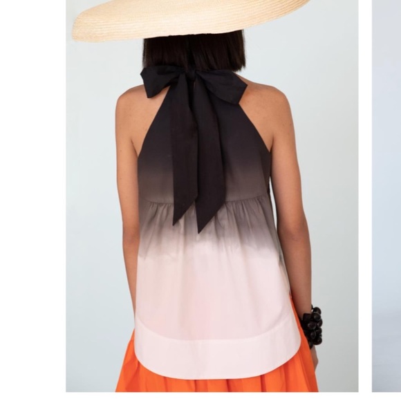 Ombré Poplin Halter Tank in Back & White - Picture 2 of 5